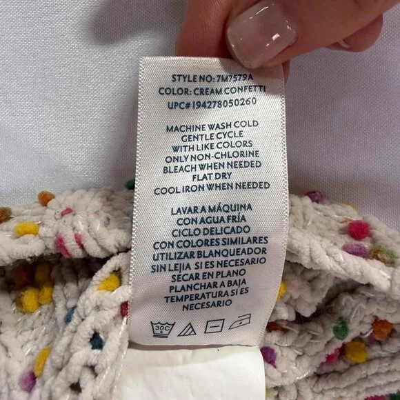 Seven7 Confetti Pom Pom Crew Neck Sz SMALL - Picture 5 of 7